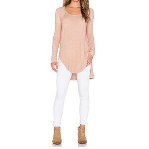 Sz Small Free People Soft Pink Blush Ventura Waffle Knit Thermal Long Sleeve